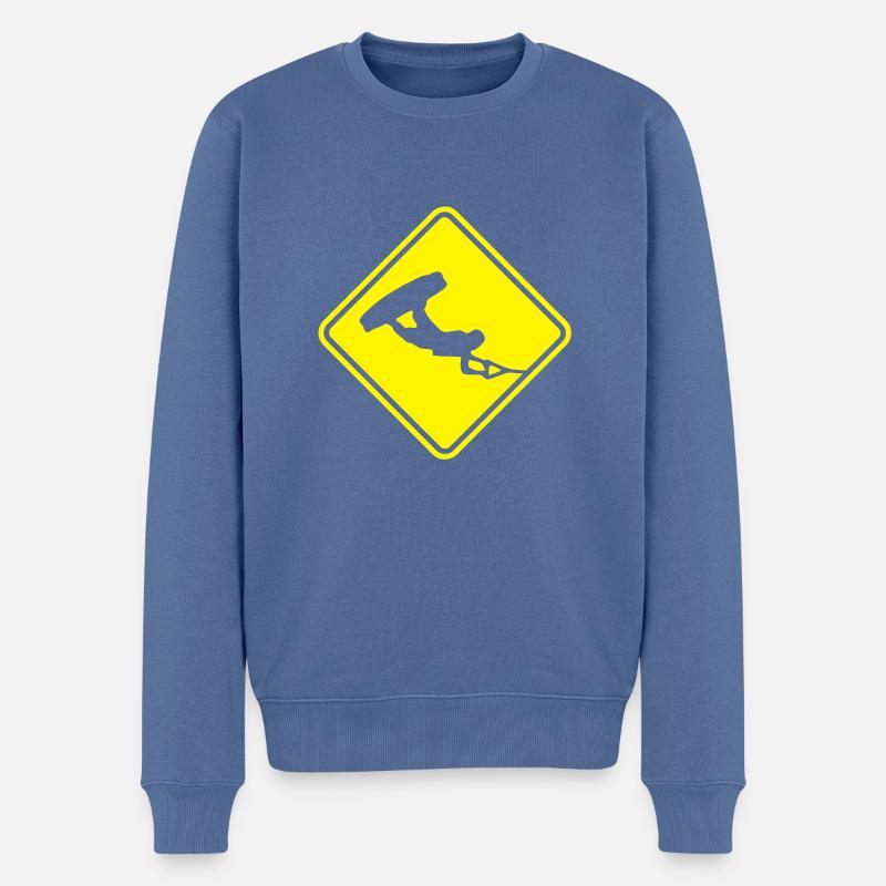 Wakeboarding Roadsign - Männer Premium Bio Pullover - Taubenblau