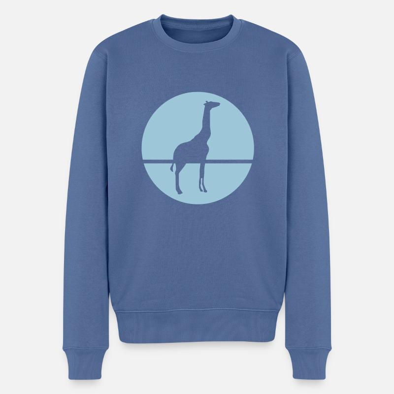 Giraffe - Männer Premium Bio Pullover - Taubenblau