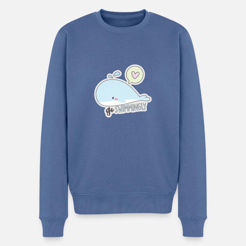Wal Liebe Meer Sommer Geschenk schwimmen Urlaub - Männer Premium Bio Pullover - Taubenblau