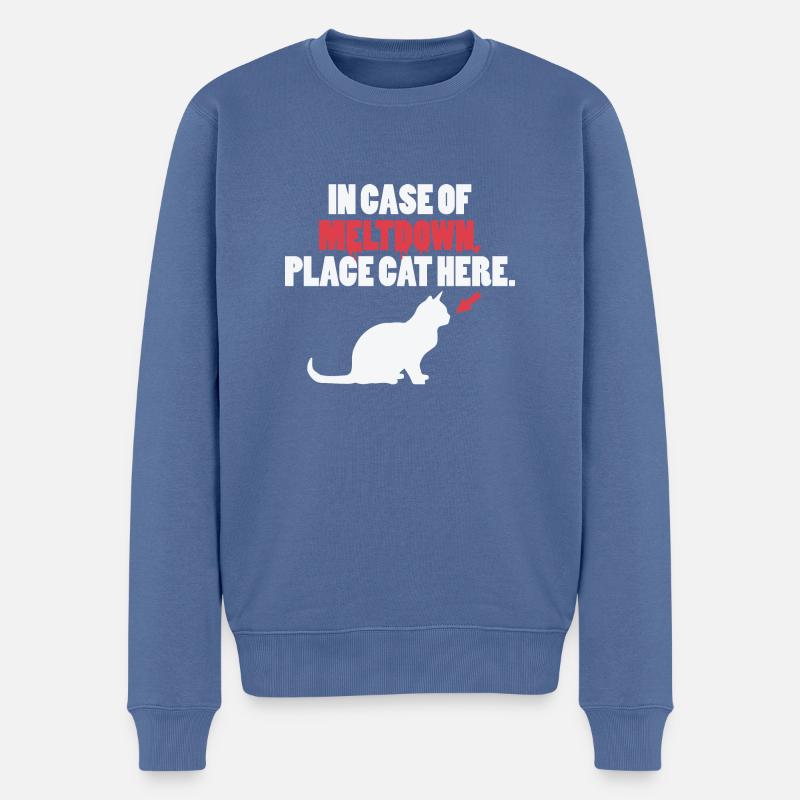 Lustige Katze - Männer Premium Bio Pullover - Taubenblau