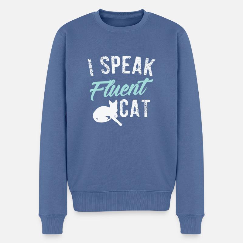 Lustige Katze - Männer Premium Bio Pullover - Taubenblau