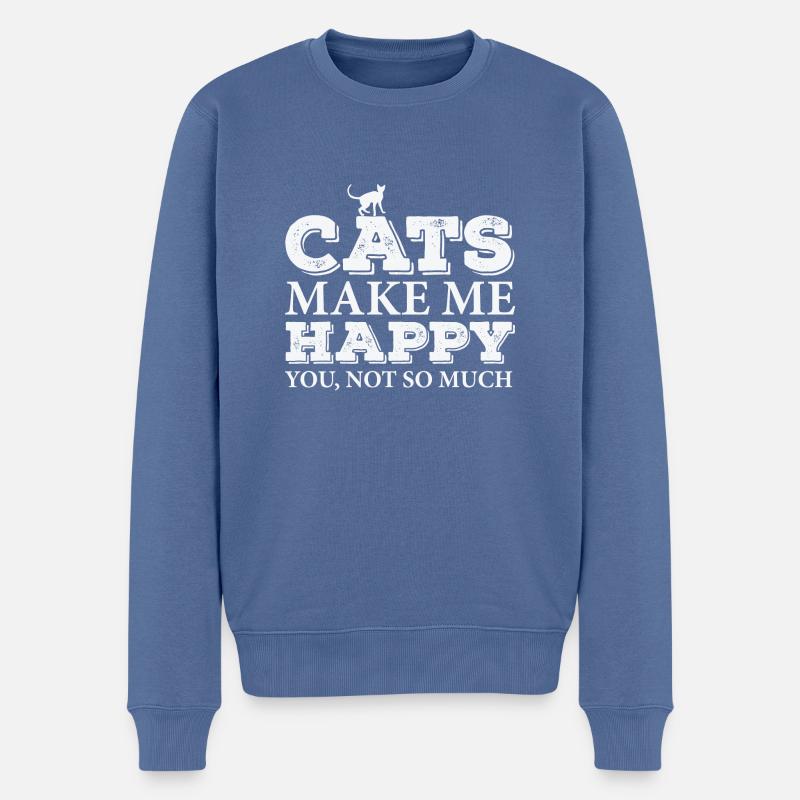 Lustige Katze - Männer Premium Bio Pullover - Taubenblau