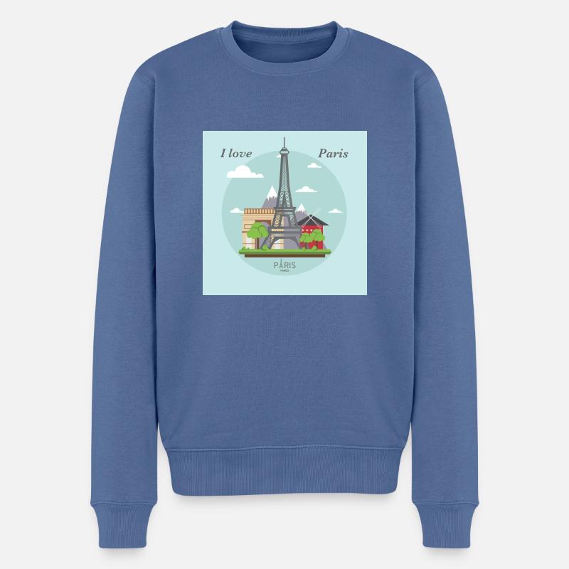 I love Paris - Männer Premium Bio Pullover - Taubenblau