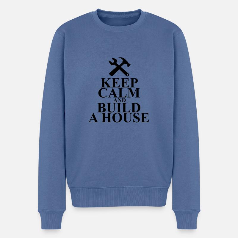 Bauen - Männer Premium Bio Pullover - Taubenblau