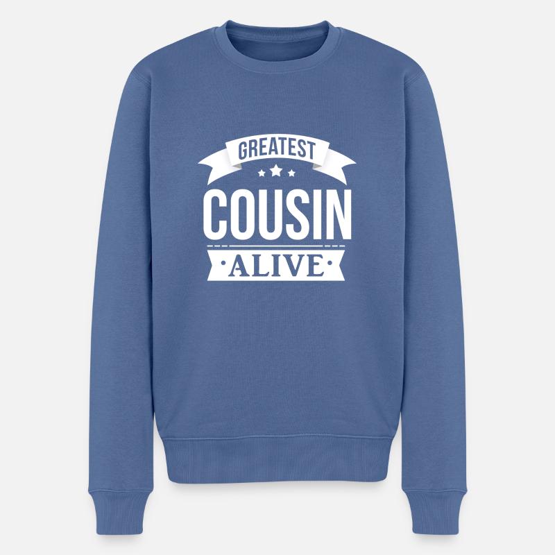 GREATEST COUSIN ALIVE - Männer Premium Bio Pullover - Taubenblau