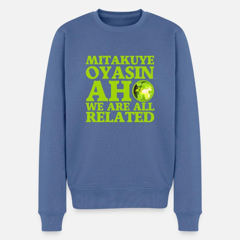 Mitakuye Oyasin - Pull Premium bio Homme - bleu pigeon