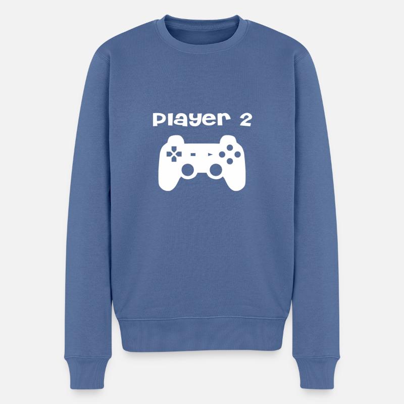 Player 2 - Männer Premium Bio Pullover - Taubenblau