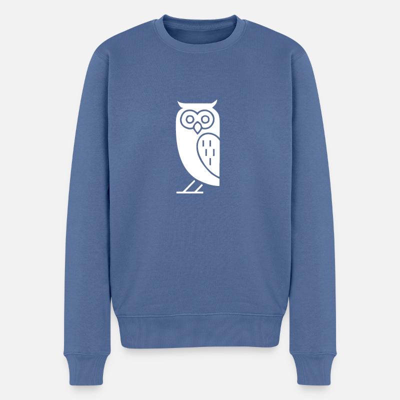 eule comic - Männer Premium Bio Pullover - Taubenblau