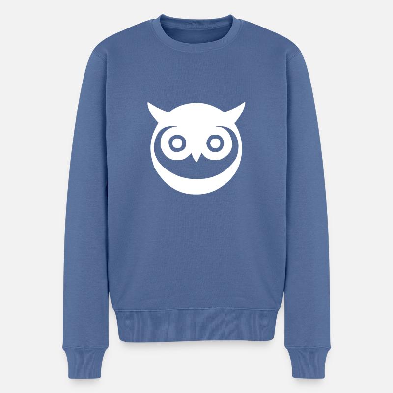 grinsende Eule - Männer Premium Bio Pullover - Taubenblau