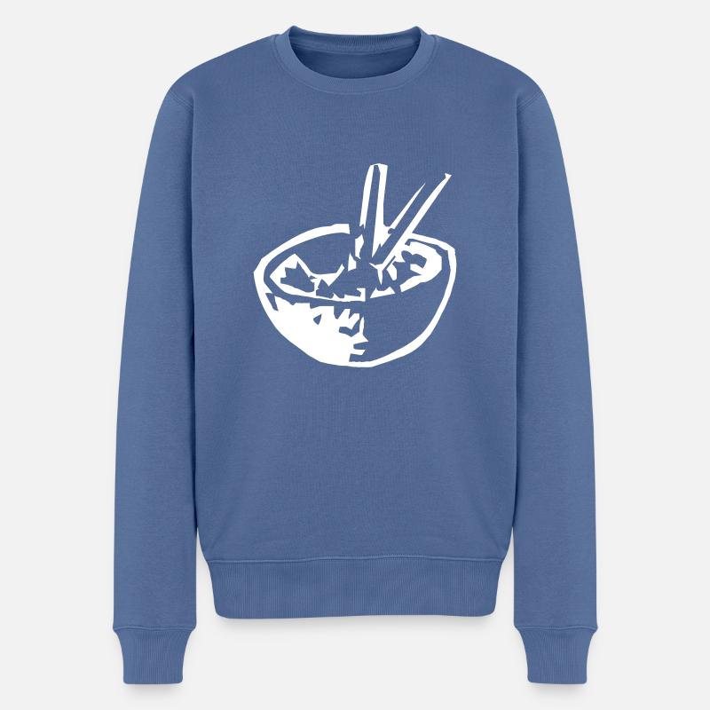 Schuessel mit Essen - Männer Premium Bio Pullover - Taubenblau