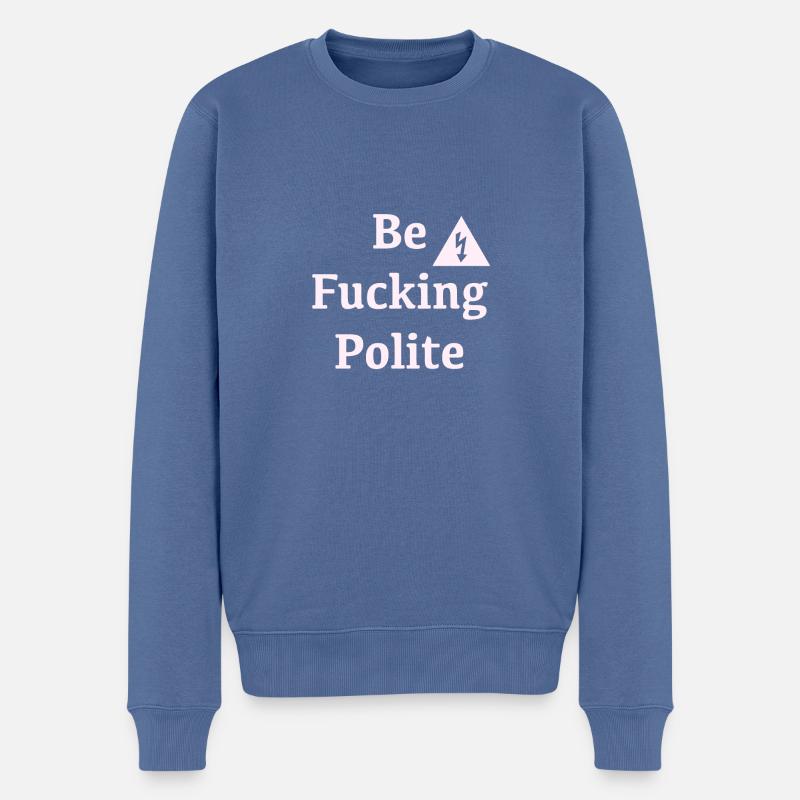 POLITE weiß - Männer Premium Bio Pullover - Taubenblau