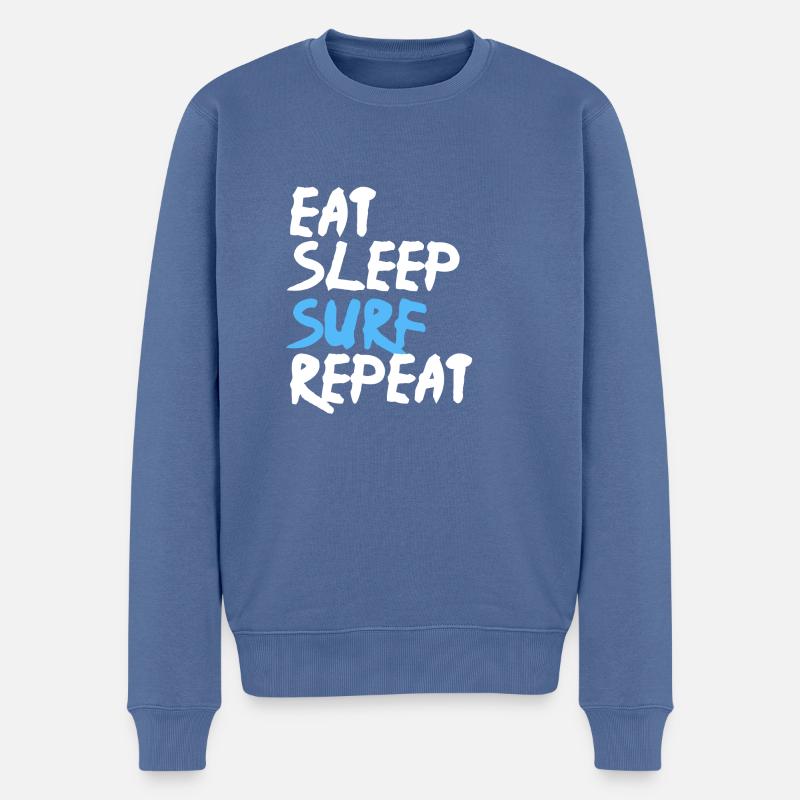 Eat Sleep Surf Repeat - Pull Premium bio Homme - bleu pigeon