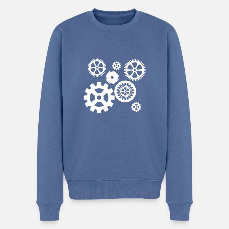 Zahnräder - Männer Premium Bio Pullover - Taubenblau