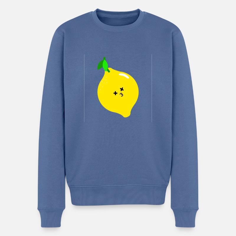 Zitrone - Männer Premium Bio Pullover - Taubenblau