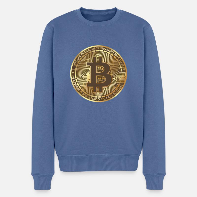 Bitcoin ABC - Pull Premium bio Homme - bleu pigeon