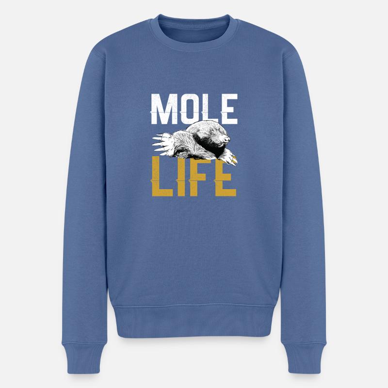 Maulwurf Leben - Männer Premium Bio Pullover - Taubenblau