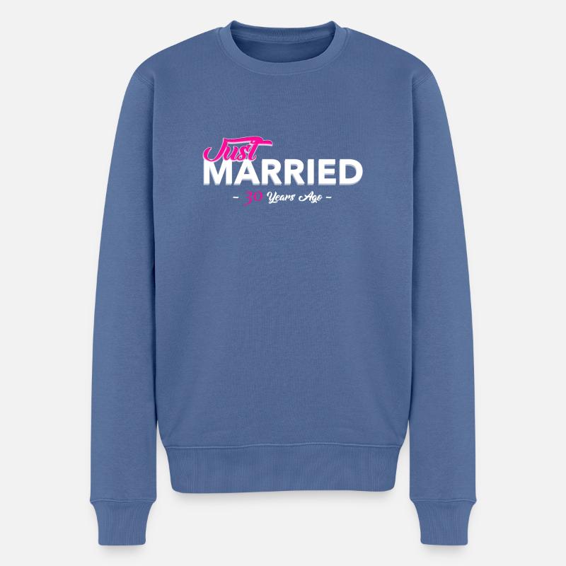 just married 30 years - Männer Premium Bio Pullover - Taubenblau