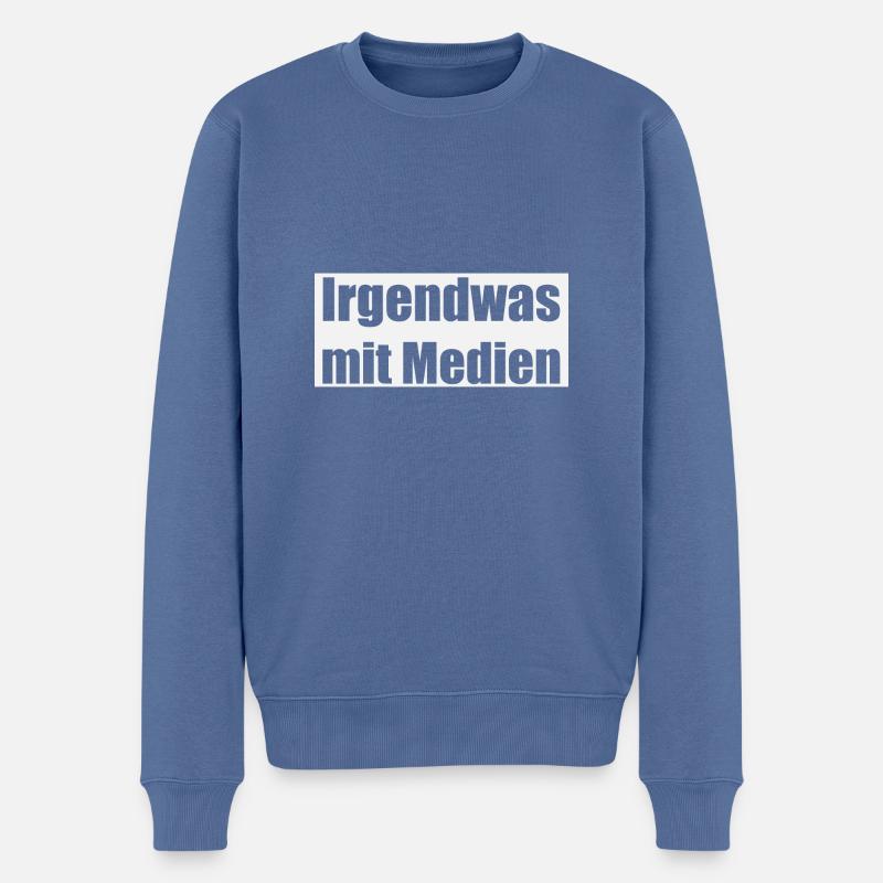 Quelque chose avec les médias - Pull Premium bio Homme - bleu pigeon