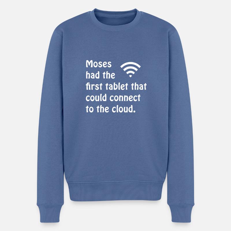 Moses had the first cloud - Männer Premium Bio Pullover - Taubenblau