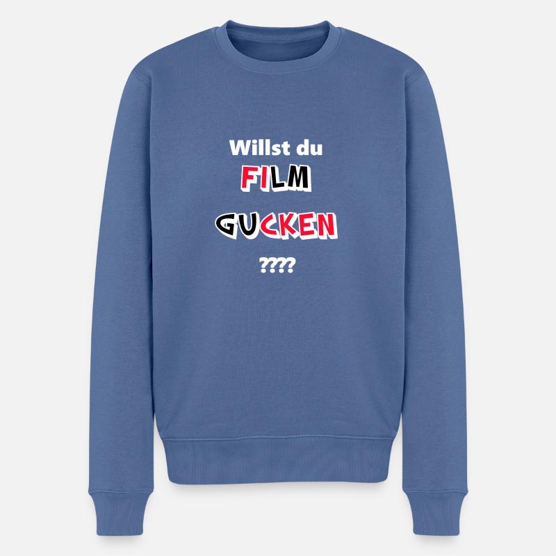 Willst du Film gucken?? - Männer Premium Bio Pullover - Taubenblau