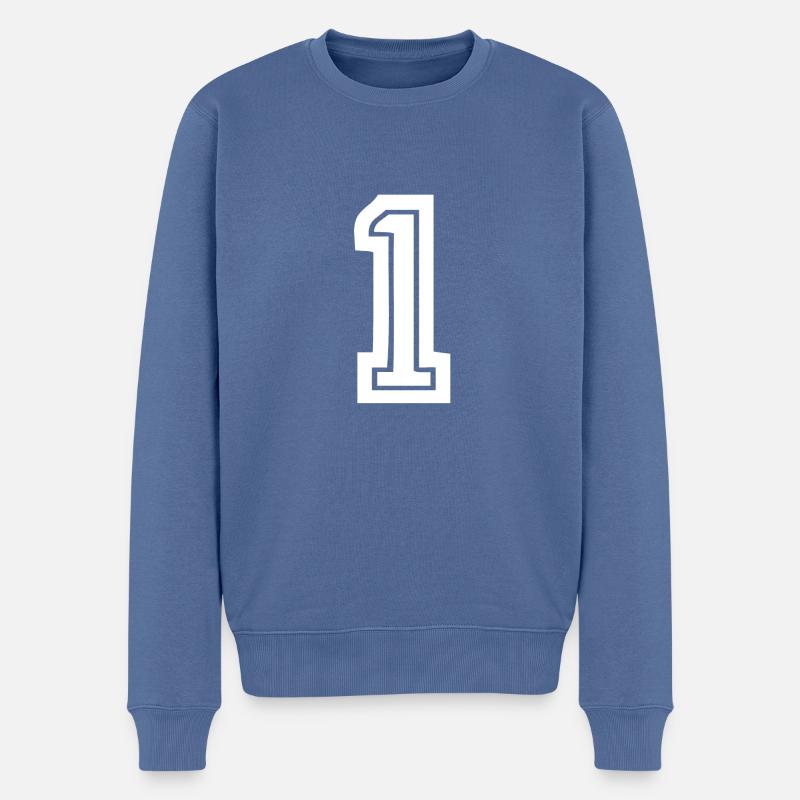 Eins 1 - Männer Premium Bio Pullover - Taubenblau