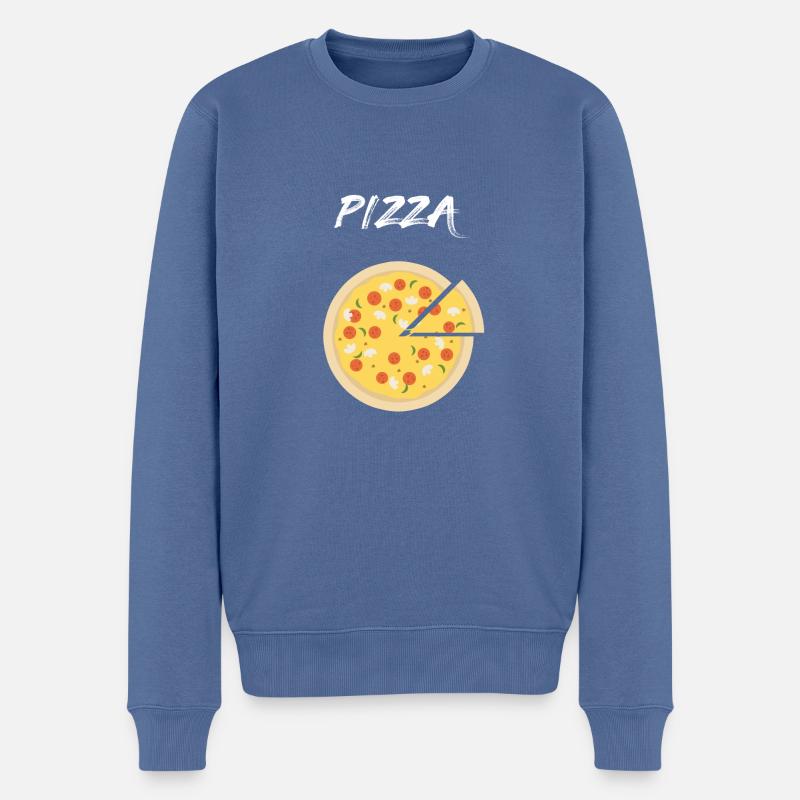 pizza - Pull Premium bio Homme - bleu pigeon