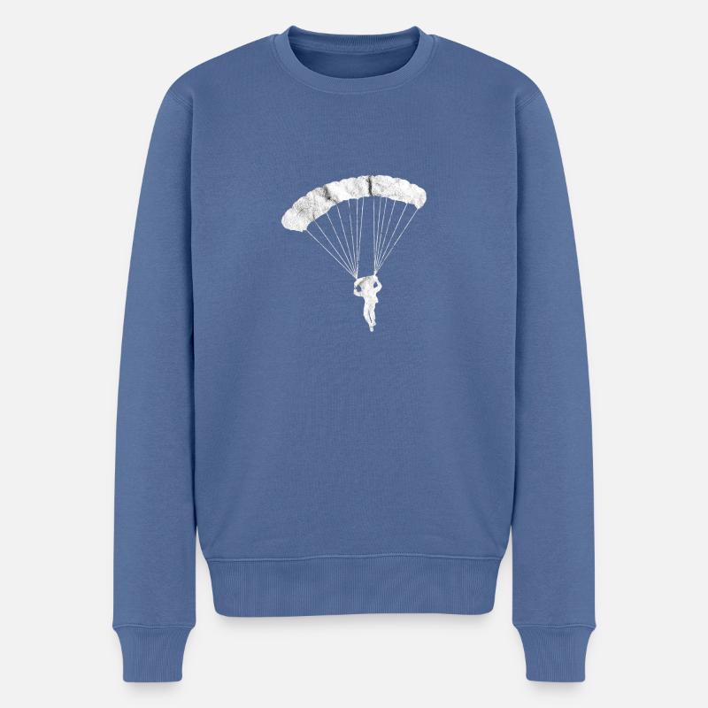 Fallschirmsprung - Männer Premium Bio Pullover - Taubenblau