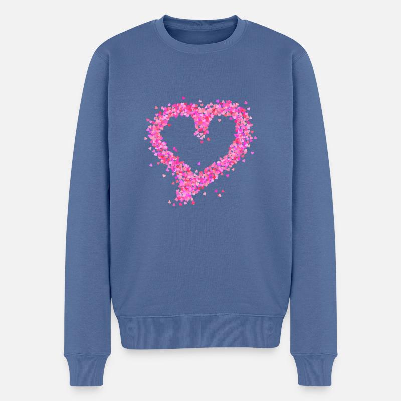 Herz pink - Männer Premium Bio Pullover - Taubenblau