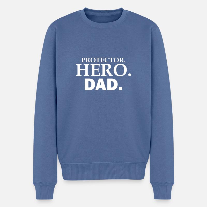 PROTECTOR HERO DAD - Männer Premium Bio Pullover - Taubenblau