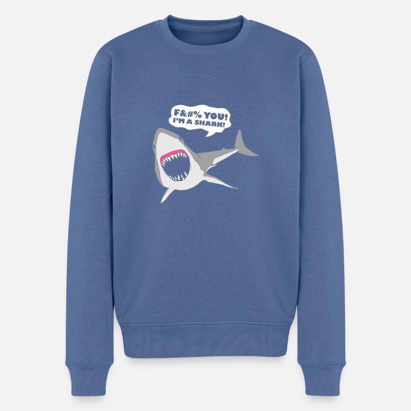 Ich bin ein Hai! - Männer Premium Bio Pullover - Taubenblau