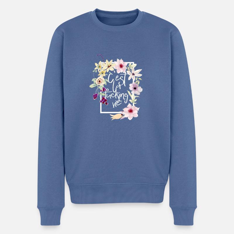 c'est la fucking vie - Männer Premium Bio Pullover - Taubenblau