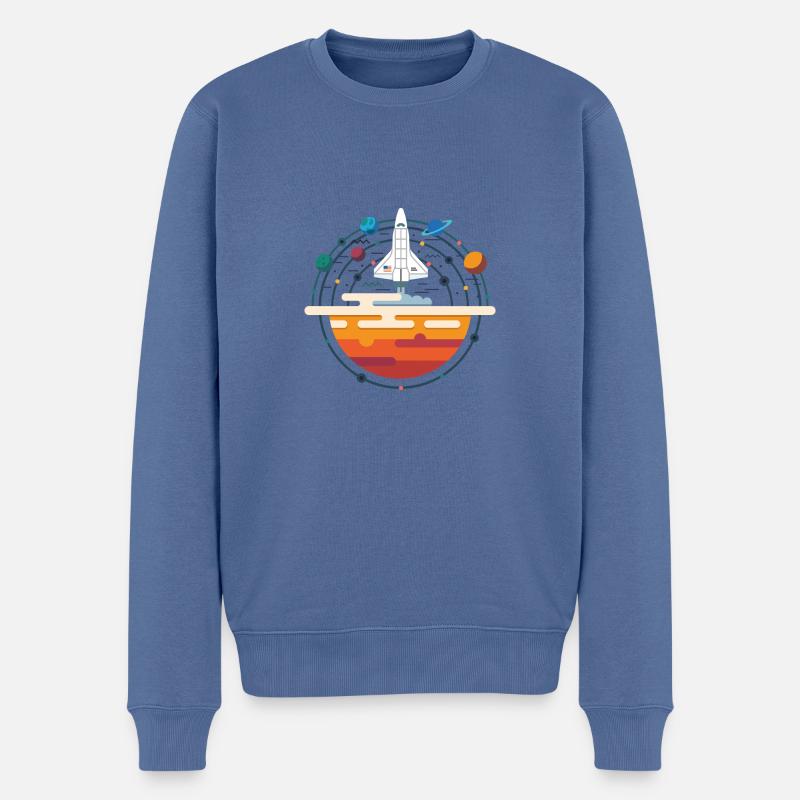Navette spatiale et système solaire - Pull Premium bio Homme - bleu pigeon