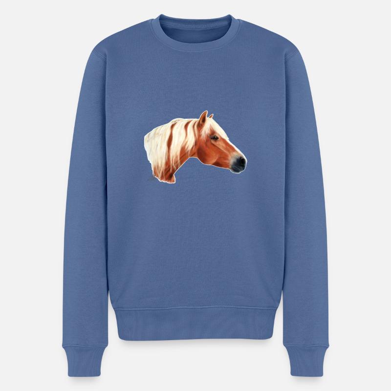 Haflinger Pferd - Männer Premium Bio Pullover - Taubenblau