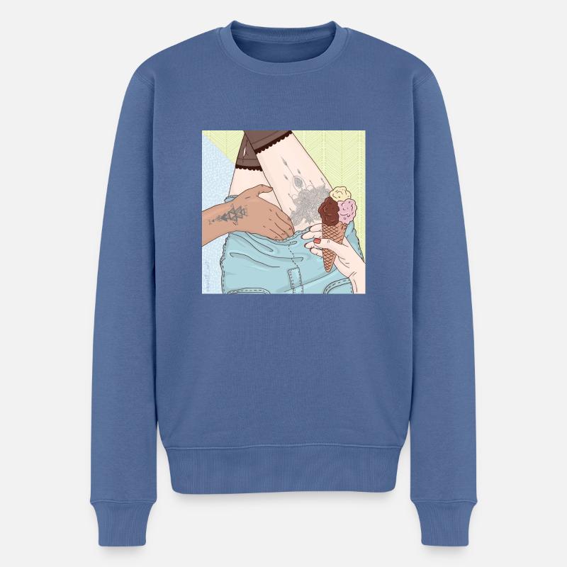 Ice-cream Summer - Männer Premium Bio Pullover - Taubenblau