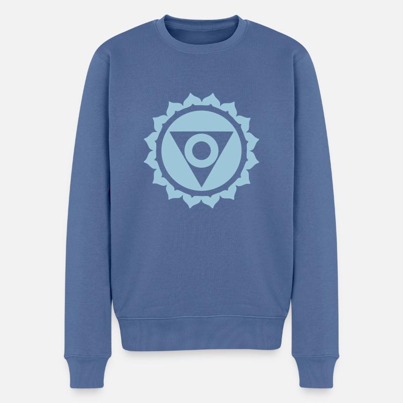 Chakra Vishuddha / Halschakra - Männer Premium Bio Pullover - Taubenblau