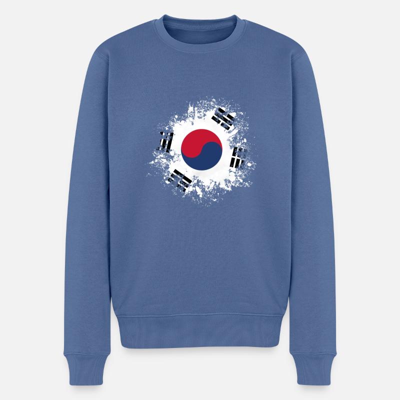 splat korea - Männer Premium Bio Pullover - Taubenblau