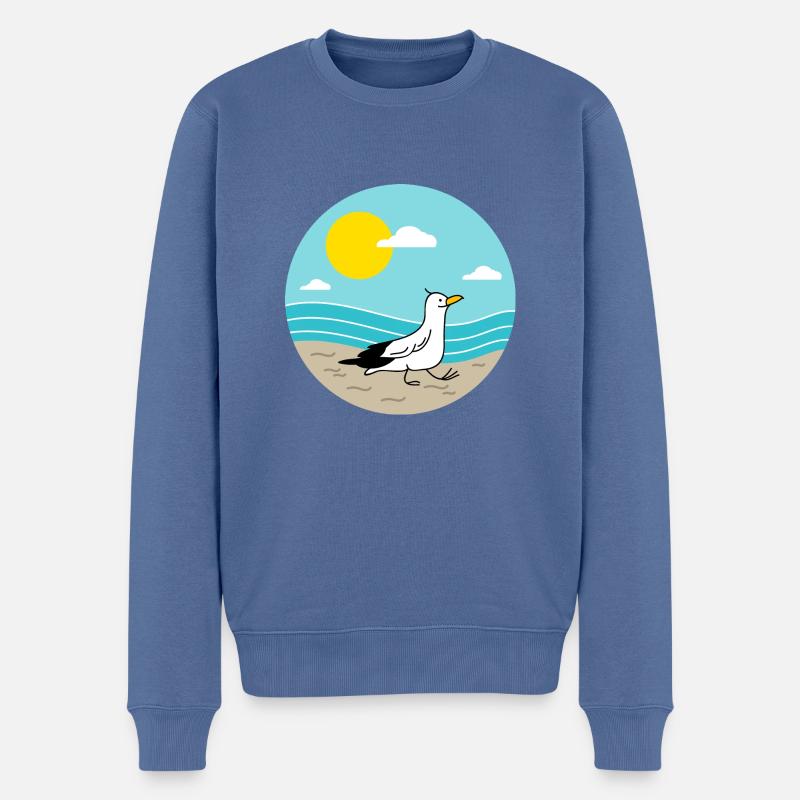 Möwe am Meer - Männer Premium Bio Pullover - Taubenblau