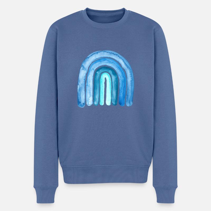 Regenbogen Blau - Männer Premium Bio Pullover - Taubenblau