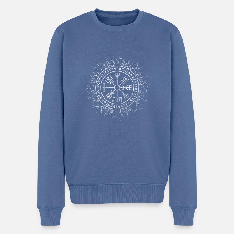 Vegvísir - Männer Premium Bio Pullover - Taubenblau