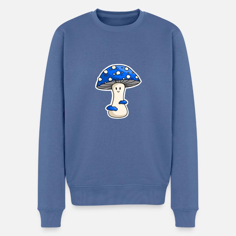 Happy Blue Toadstool - Männer Premium Bio Pullover - Taubenblau
