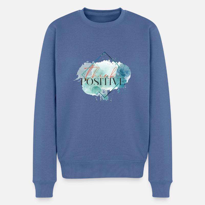 Denken Sie positiv - motivierendes Zitat - Männer Premium Bio Pullover - Taubenblau