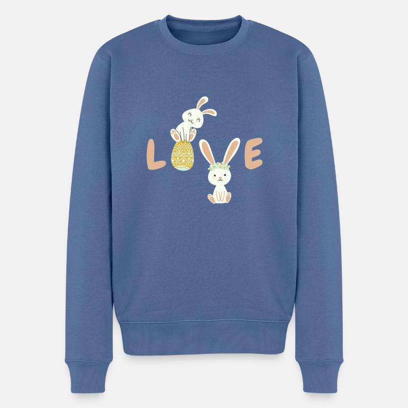 Love Easter - Pull Premium bio Homme - bleu pigeon