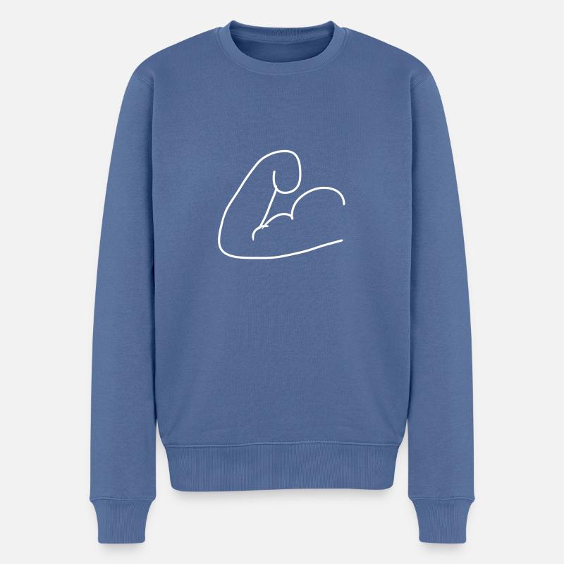 Bras fort - Pull Premium bio Homme - bleu pigeon
