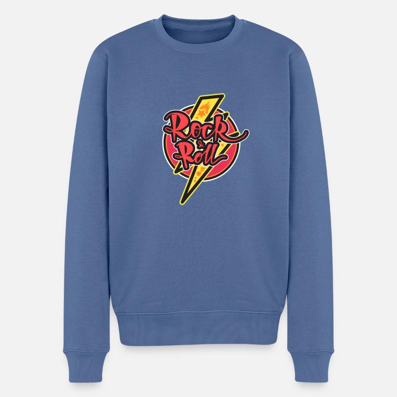 Rock Roll - Männer Premium Bio Pullover - Taubenblau