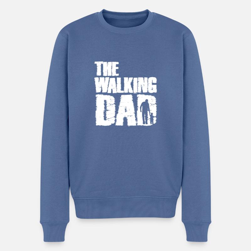 Le papa qui marche - Pull Premium bio Homme - bleu pigeon