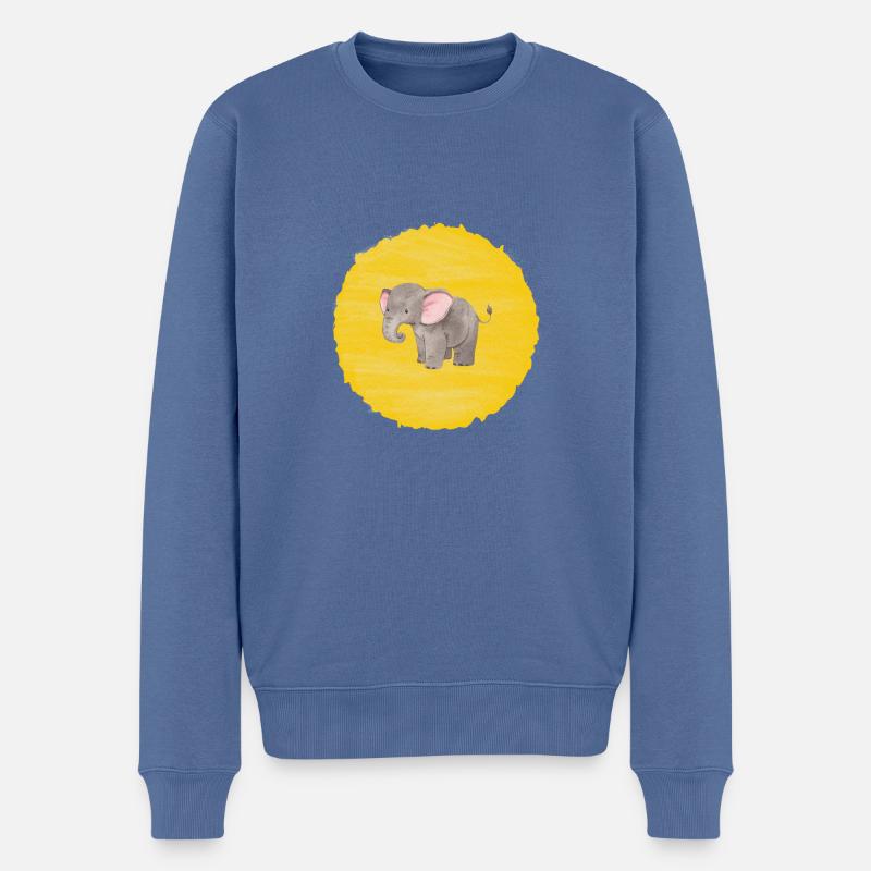 Süßer Elefant - Männer Premium Bio Pullover - Taubenblau