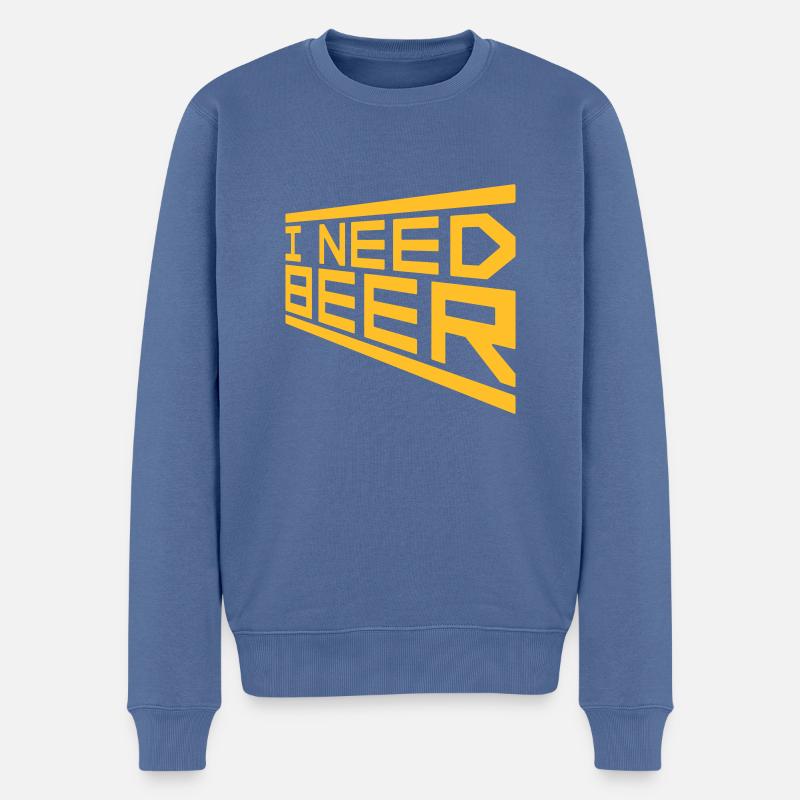 I Need Beer - Männer Premium Bio Pullover - Taubenblau