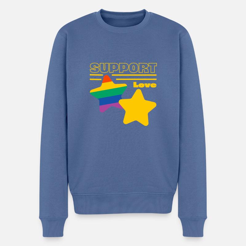 Unterstütze die Liebe - Männer Premium Bio Pullover - Taubenblau