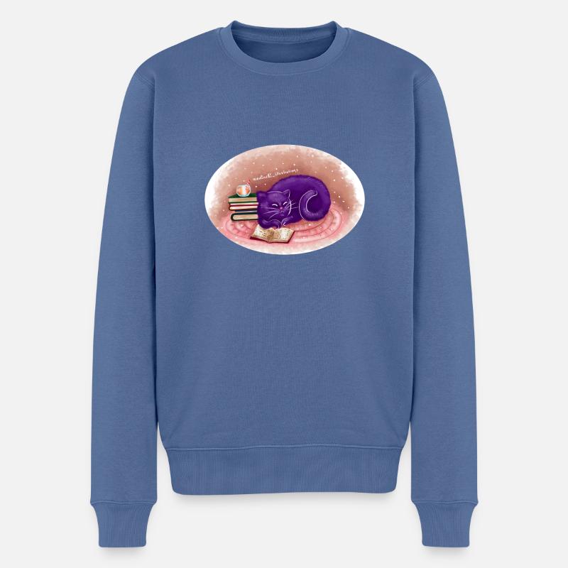 Bücherwurm - Männer Premium Bio Pullover - Taubenblau