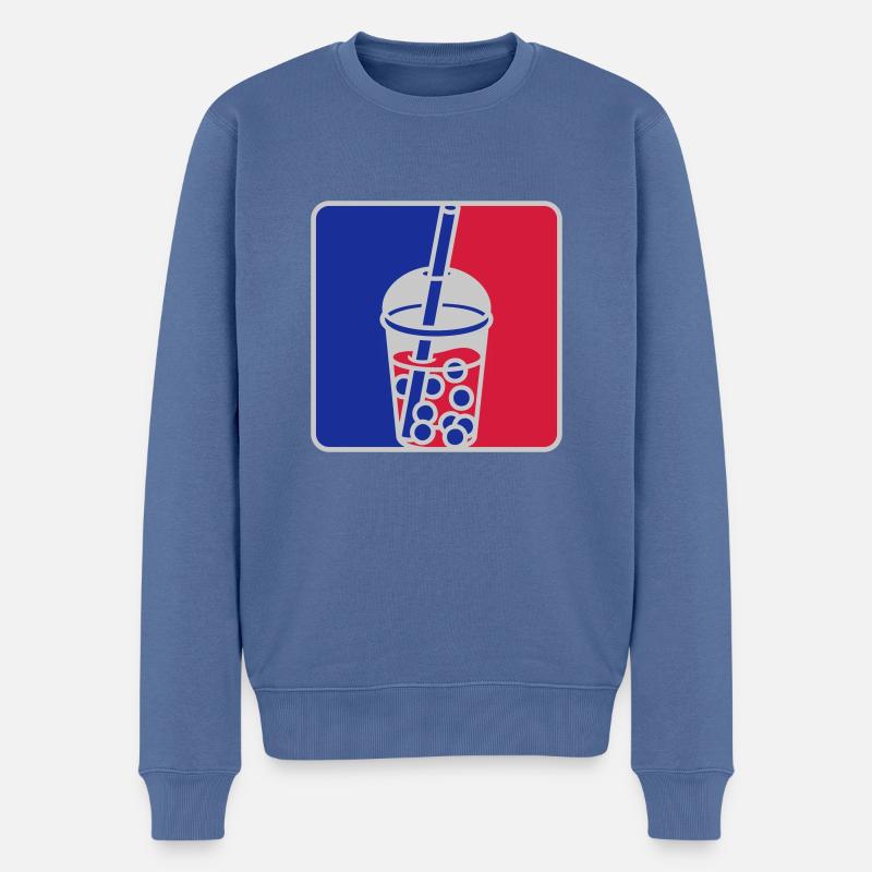 Rot Blau Bubble Tea - Männer Premium Bio Pullover - Taubenblau